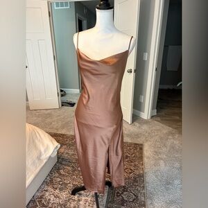 Forever 21 Bronze Satin Slip Midi Dress